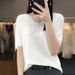 2026 New Summer V-neck Ice Silk Short-sleeved Knitted Sweater Women's Loose Thin Ice Silk T-shirt Women's Top Wholesale_ecoleips.com
