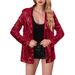 New European And American Style Cardigan Loose Long Sleeve Casual Sequin Blazer For Women_ecoleips.com