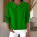 Women's Casual V-Neck Long Sleeve Top – Loose Fit, Solid Color, Lapel Design (S-4XL, Multiple Colors)_ecoleips.com
