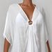 Women's Clothing Chest Ring V Neck Loose One Size Beach Blouse Irregular Seaside Holiday Sun Protection Skirt_ecoleips.com