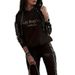 Women's Fashion Hooded Set Letter Print Long Sleeved European American Style_ecoleips.com
