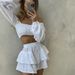 Women's Clothing Sexy Square Neck Strapless Crop Top And Hot Girl Set High Waisted Cake Skirt Two Piece Ensemble_ecoleips.com