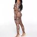 Women's Sexy Leopard Print Off-Shoulder Flare Sleeve Top Jumpsuit + Stretch Casual Pants_ecoleips.com