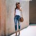 Women's Clothing Retro High Waisted Stretchy Ripped Jeans With Small Feet_ecoleips.com