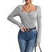 Voya 2026 Cross-Border Women's Clothing Simple Design Square Neck T-Shirt Spring/Summer Slim Fit Versatile Slimming_ecoleips.com