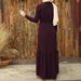 Modest Evening Dress Middle Eastern Abaya Dresses Solid Color Long Sleeve Muslim Women's Fashion Tie Up Button_ecoleips.com
