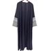 Women's Muslim Clothing Elegant Pocket Cardigan Embroidered Color-Block Dress Belted Robe_ecoleips.com