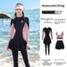 Aria Basics Sleeve Long Pants Sun Protection Plus Size For Women Conservative Two-Piece Hot Spring Surfing Diving Suit Tummy Control_ecoleips.com