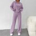 Cozy Long Hooded Knit Sweatshirt & Pants Set - Elegant Loungewear For Women, Oversized Fit, Soft Fleece Lining, Stylish Casual Outfit_ecoleips.com