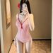Women's Clothing Pure Desire Cute Girl Sweet Plaid Sexy Backless Simple One Piece Swimsuit_ecoleips.com