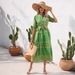 Women's Clothing Ethnic Style Printed Five Point Sleeve Dress_ecoleips.com