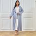 Middle East Abaya Dubai Muslim Solid Color Tie-Up Robe Fashionable Elegant Dress Cardigan Women's Clothing_ecoleips.com