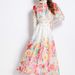 Women's Two-Piece Set Elegant Socialite Lantern Sleeve Button-Up Slim Top High-Waisted Printed Mesh Skirt_ecoleips.com