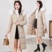 Women's Slim Fit Long Padded Coat With Detachable Faux Fur Hood - Lightweight Winter Jacket For Warmth & Style (Black/Red/Beige/Brown)_ecoleips.com