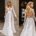 Women's Clothing Wedding Dress Sexy Lace Long Sleeved Dress Evening Dress_ecoleips.com