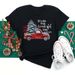 Merry Christmas Tree Santa Claus Women's Printed Loose Cute Trendy Short Sleeve Top_ecoleips.com