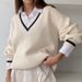 Aria Basics Aria Basics 2025 Autumn Winter European American Style Casual Stitching Contrast Color Slimming Loose Long_ecoleips.com