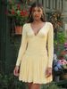 Hugcitar Elegant V Neck Long Sleeve Ruched Frill Sexy Pleated Mini Dress Autumn Women Clothes Birthday Party Vacation Wholesale_ecoleips.com