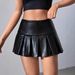 Sexy High-Waist Pleated Mini Skirt – Anti-Slip Bodycon PU Leather Skirt For Nightclub & Party (S-XL)_ecoleips.com