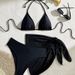 Aria Basics 2025 European And American New Sexy Two-Piece Swimsuit Women's Three-Piece Set Solid Color Bikini Cross-Border In Stock_ecoleips.com