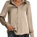 Women's Clothing Glossy Silk Shirt Luxury Satin-Finish Blouse | Long Sleeve French Elegance Shirt For Women – Timeless Gold & Versatile Styling_ecoleips.com