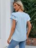 K New Women's V-neck Ruffled Shirt Short Sleeved Top_ecoleips.com