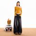 Denim Long Pants With Ink Dot Design, Spotted Fall And Winter Floor-Length Loose Wide-Leg Pants, American Style_ecoleips.com