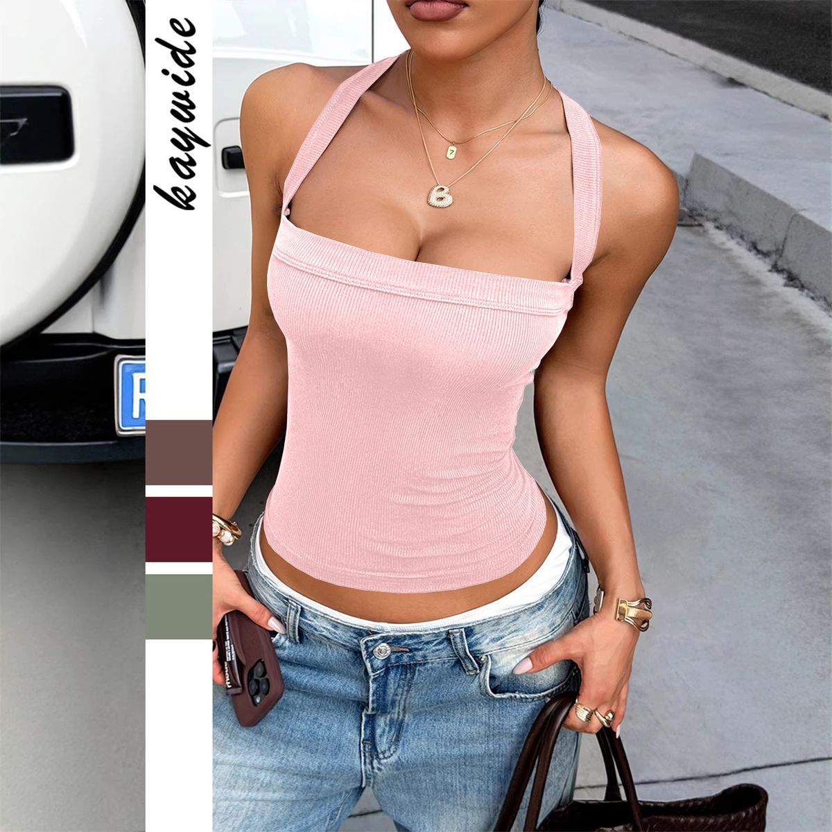 Y2K Women's Sexy Camisole Tops Thin Summer Tank Tops Spaghetti Strap Sleeveless_ecoleips.com