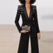 Women's Clothing fashion new heavy duty nail beads diamond slim fit suit jacket flared trousers suit two pieces_ecoleips.com