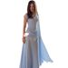 Elegant Short-Sleeve Mermaid Maxi Dress – Flowy Poly-Cotton Blend Dress With Princess Silhouette (S-Xxl, 4 Soft Colors, Wrinkle-Resistant)_ecoleips.com