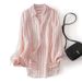 Brand-name Store Clearance: Ramie Long-sleeve Striped Shirt, Lightweight, Loose-fitting, Casual Shirt_ecoleips.com