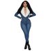 Denim Jumpsuit With Faux Fur Collar – Slim-Fit Utility Romper In Classic Blue (S-2XL, Mid-Rise Tapered Leg, Cotton-Blend Workwear-to-Weekend Wear)_ecoleips.com