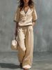 Women's Clothing Spring/Summer Women's Two Piece Set Cotton Linen V Neck Casual Comfortable For Formal & Casual For Women_ecoleips.com