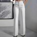 European And American Cross-border Women's 2026 New Fashion Casual Versatile High-waisted Drapey Straight Simple_ecoleips.com