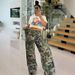 Women's Clothing Summer New Camouflage Print High Waist Straight Loose Camouflage Overalls_ecoleips.com