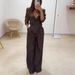 Women's Suit Jacket And Trousers Set Elegant Collar Irregular Waist Hollowed Out Design_ecoleips.com