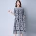Vintage Original Cotton-linen Robe, Artistic Clothing, Ethnic Style Blue And White Porcelain Loose Linen Dress, Women's_ecoleips.com