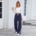 Women's Vintage Side Stripe Color Block Wide Leg Sweatpants – Loose Fit Slimming Casual Sport Pants For Spring 2026_ecoleips.com