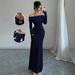 Elegant Off-Shoulder Ruffle Bodycon Dress for Women Stretch Knit High Waist Backless Long Evening Gown_ecoleips.com