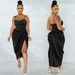 Women's Low Cut Irregular Dress Sexy Exposed Backpack Hip Slit Suspender Dress Fashionable Casual Gown_ecoleips.com