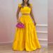 Women's Solid Color Mid-Waist Two Piece Set Sexy Strap Trendy Dress Spring/Summer Casual Ankle-Length Straight Skirt_ecoleips.com