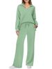 European And American 2024 Autumn Winter Fashion Casual Sports Long Sleeve V-neck Sweatshirt Wide-leg Pants_ecoleips.com