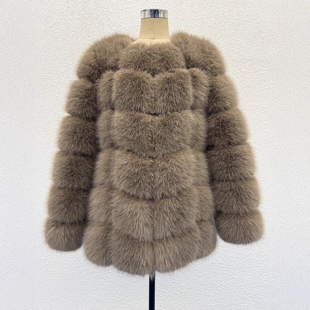 Plus Size Faux Fur Coat Women's Winter Fashion Coat Elegant Long Sleeve Office Wear (S-XXXL, Dusty Rose/Custom) - Eco-Friendly Luxe Outerwear_ecoleips.com