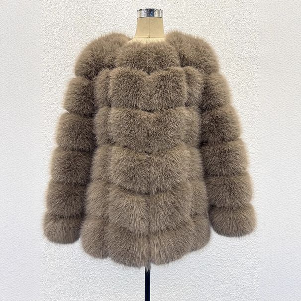 Plus Size Faux Fur Coat Women's Winter Fashion Coat Elegant Long Sleeve Office Wear (S-XXXL, Dusty Rose/Custom) - Eco-Friendly Luxe Outerwear_ecoleips.com