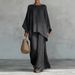 Women's Clothing Elegant Wide Leg Pants Set Solid Color Shirt Loose Fit American Fashion For Spring/Autumn/Summer_ecoleips.com