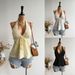 Summer Halter Neck Suspender Top For Women Solid Color Three Dimensional Tie Waist Short Strapless Style_ecoleips.com