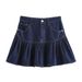 Verve 2025 Autumn New Street Fashion Versatile High-Waisted Slimming Mini Denim Flared Skirt For Women_ecoleips.com