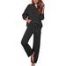 Women's Casual Lounge Set - Trendy Long Sleeve Top & Wide Leg Pants Outfit, Comfortable Matching Sportswear_ecoleips.com
