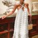Women Solid Color Fashion 3D Flower Floor Length Tiered Cake Dress Casual Party Evening Long Maxi Dress_ecoleips.com