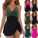 Women's Clothing Thick Suspender Swimsuit Dress Deep V Cross Side Straps Bow Swimsuit One Piece Dress_ecoleips.com